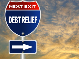 Debt relief road sign