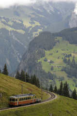 Obraz na płótnie Canvas Mountain railway outside Murren in Switzerland