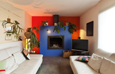 living room with fireplace