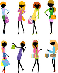 Young fashionable women shopping