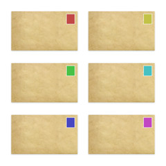 Envelopes with coloured stamps