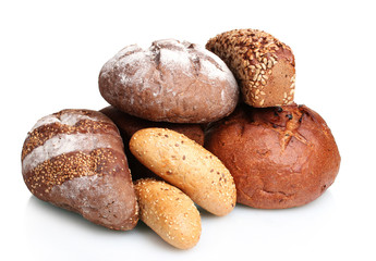 delicious rye breads isolated on white