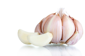 fresh garlic isolated on white