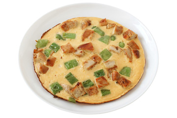 Omelet with meat and vegetables
