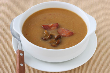 Mushroom soup with sausages