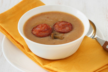 mushroom soup with sausages