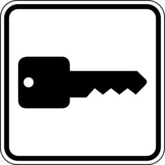 Türschlüssel Schwarz Silhouette Schild Zeichen Symbol