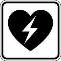 Herz Blitz Herzkrank Defibrillator Schild Zeichen Symbol