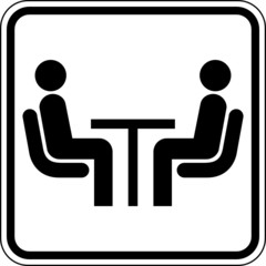Tisch Gespräch Essen Unterhaltung Schild Zeichen Symbol