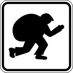 Obraz premium Einbruch Dieb Einbrecher Verbrechen Schild Zeichen Symbol