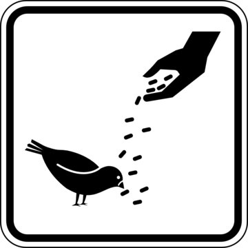 Tauben V&ouml;gel f&uuml;ttern Hand Vogel Schild Zeichen Symbol