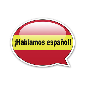 Pegatina globo &iexcl;Hablamos espa&ntilde;ol!