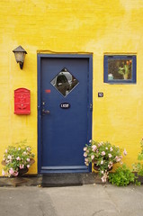 Fototapeta Blue door on Bornholm island, Gudhjem obraz