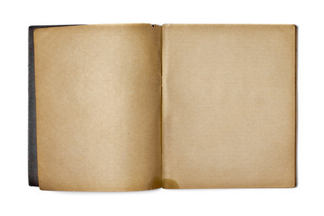 old opened copybook isolated on white
