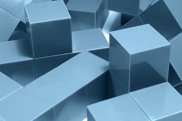 blue cubic objects