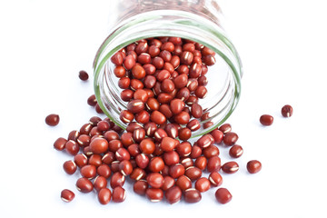 azuki beans in a bottle isolate on white background