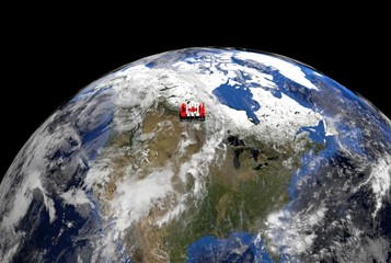 Canada flag text on globe illustration