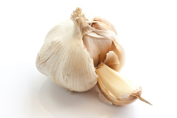 Garlic on white background