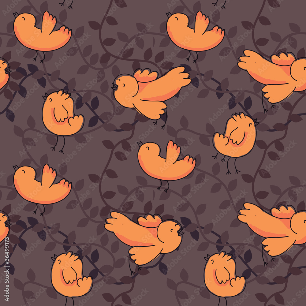 Poster bird seamless pattern