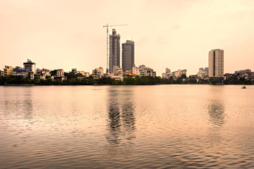 Typical residential buildings in Hanoi, Vietnam.