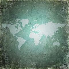 Grunge world map background. Vintage style. 