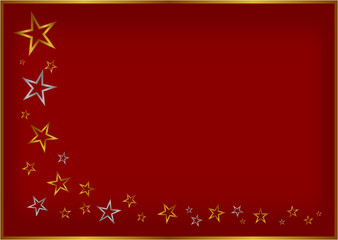 Weihnachtskarte mit goldenen und silbernen Sternen