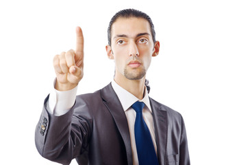 Businessman pressing buttons in the air