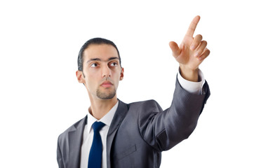 Businessman pressing buttons in the air