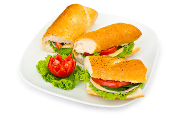 Sandwiches served in the plate