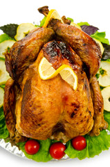 Turkey roasted and served in the plate