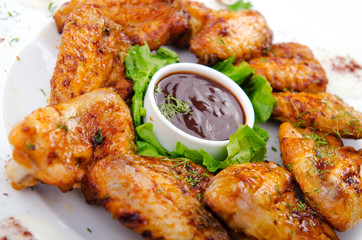 Chicken wings in the plate