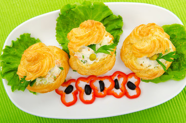 Russian salad served in profiterole