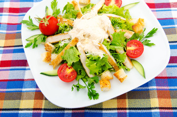 Ceasar salad in the plate