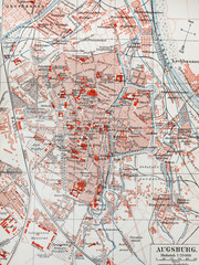 Vintage map of Augsburg