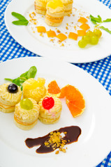 Tasty sweets in the plate