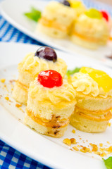 Tasty sweets in the plate