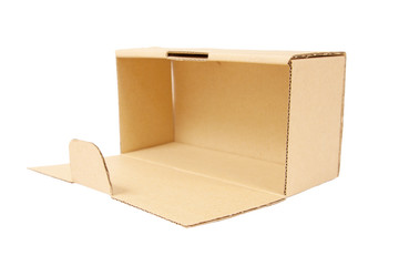 Open cardboard box. Isolated
