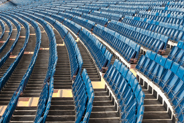 Rows of seats set out in a stadio
