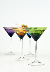 Martinis in colorful glasses