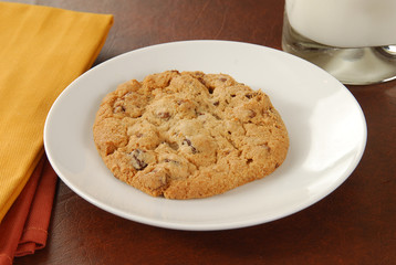 Chocolate chip cookie and milk