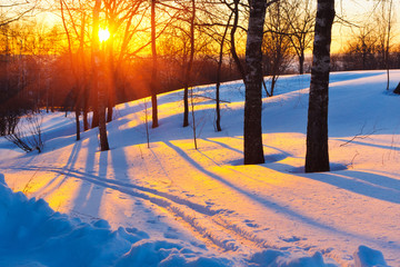 Sunset in winter park