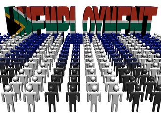 people with unemployment South African flag text illustration
