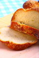 Closeup view of sweet baked bread challah