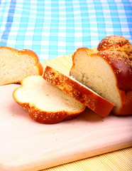 Closeup view of sweet baked bread challah