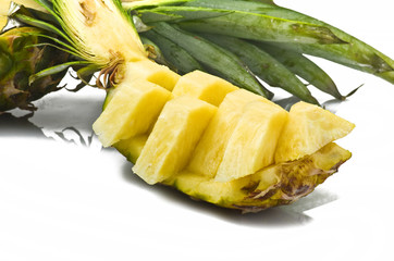 Pineapple sliced  on the white background