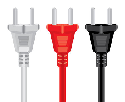Set of power plug - cord on a white background