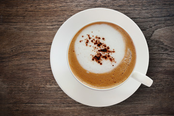 Top view a cup of coffee