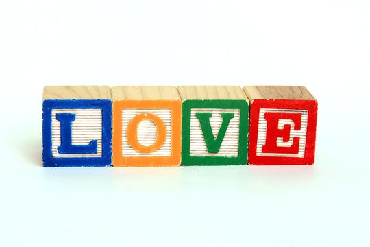 The word love in alphabet blocks