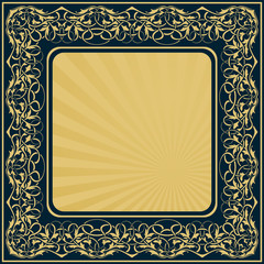 Rectangle gold frame with floral ornamental border