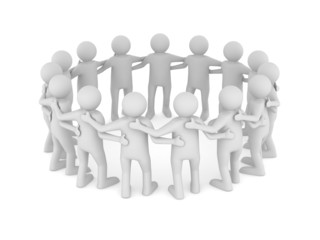 Conceptual image of teamwork. Isolated 3D on white